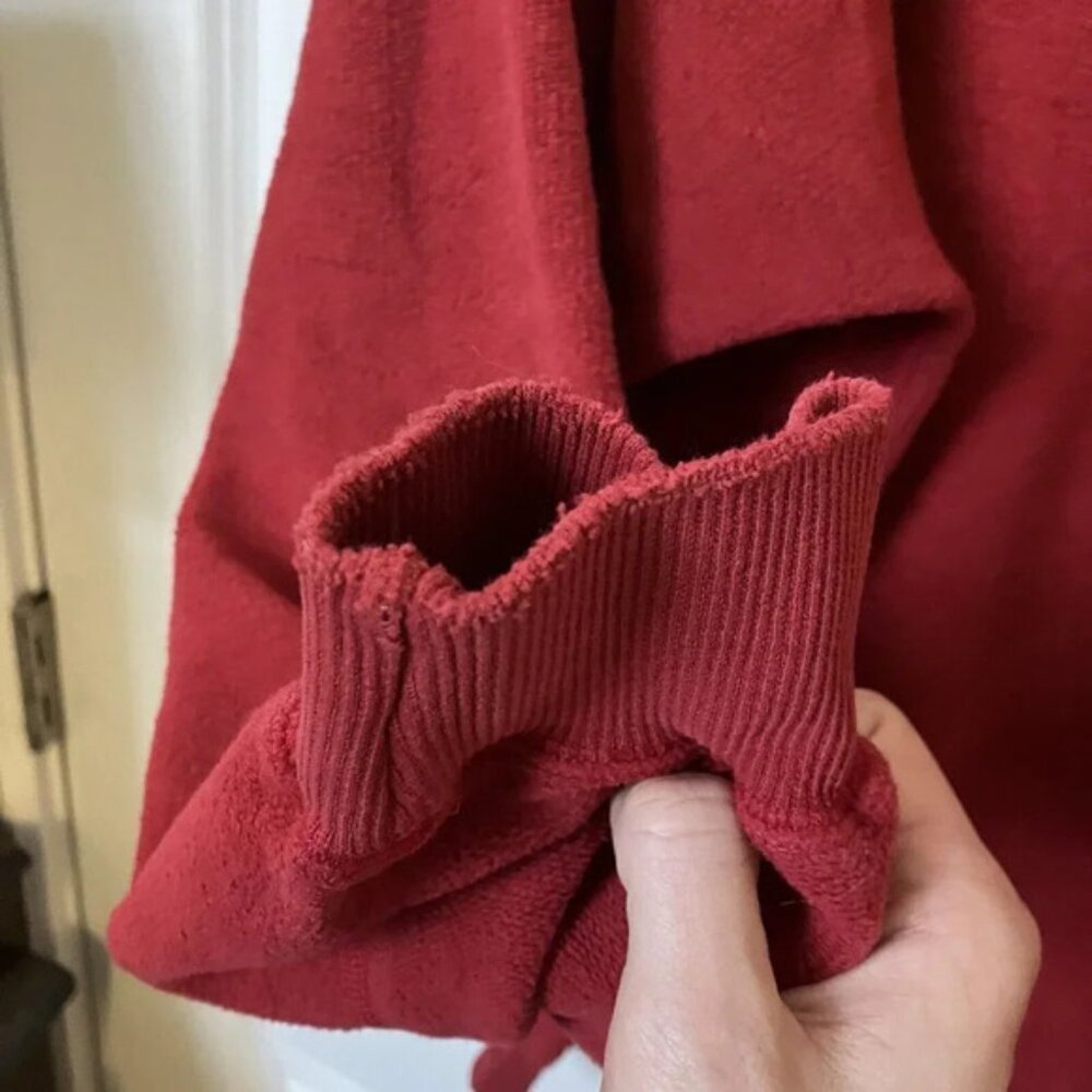 Vintage Fairdinkum Aussie Outfitters Red Terry Cloth Heavyweight Cotton ¼ Zip - Picture 7 of 8